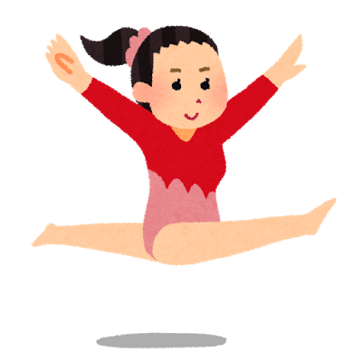 床で開脚ジャンプをする女の子のイラスト