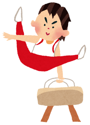 あん馬の体操をする男の子のイラスト